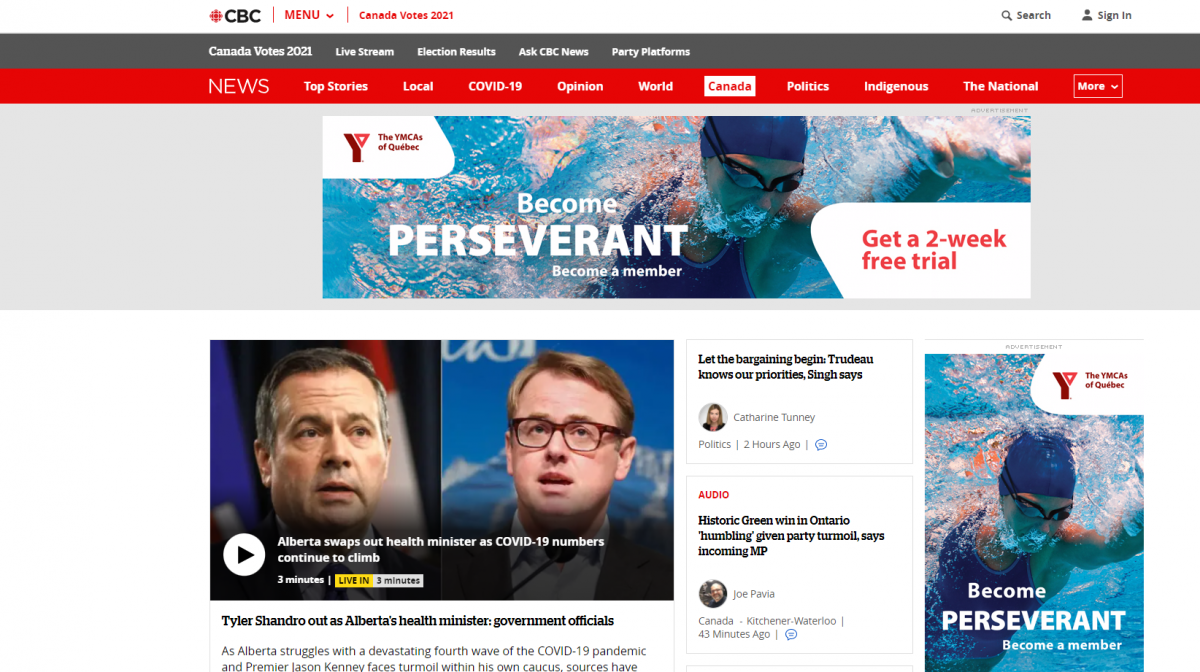 Display Ad, CBC News, SEA, SEO, search results, SERP